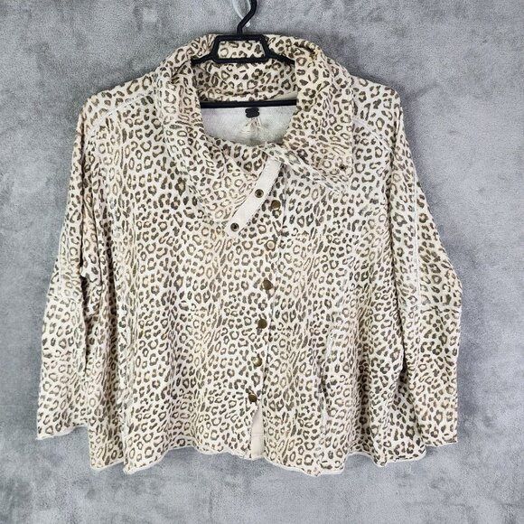 Womens We The Free Oversized Leopard Print Cardigan Button Up Long Sleeve M/L - Picture 2 of 11
